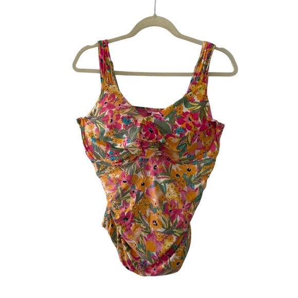 Anne Cole Swimsuit Tankini Size 18W Floral Multicolour Underwire Ruching - Picture 16 of 16